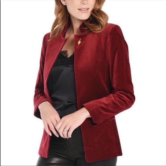 Zadig & Voltaire Vollys Velours Red Velvet Blazer - Picture 2 of 13